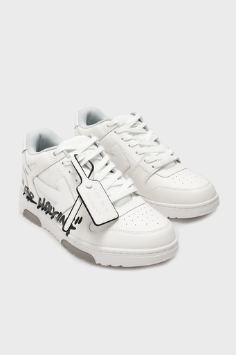 Off-White Deri Yazı Baskılı Sneaker Erkek Ayakkabı OMIA189C99LEA01A 0110 BEYAZ - 5