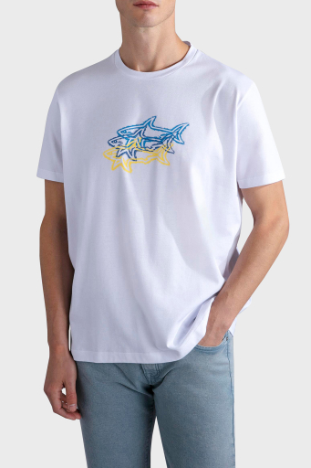 Paul & Shark % 100 Pamuk Regular Fit Bisiklet Yaka Baskılı Erkek T Shirt 24411041 010 BEYAZ - 5
