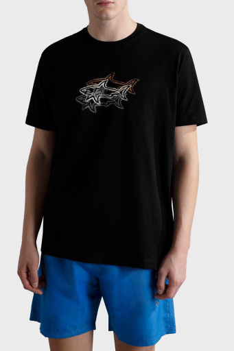 Paul & Shark % 100 Pamuk Regular Fit Bisiklet Yaka Baskılı Erkek T Shirt 24411041 011 SİYAH - 1