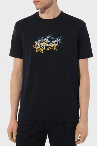 Paul & Shark % 100 Pamuk Regular Fit Bisiklet Yaka Baskılı Erkek T Shirt 24411041 013 LACİVERT - 5