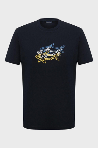 Paul & Shark % 100 Pamuk Regular Fit Bisiklet Yaka Baskılı Erkek T Shirt 24411041 013 LACİVERT - 6