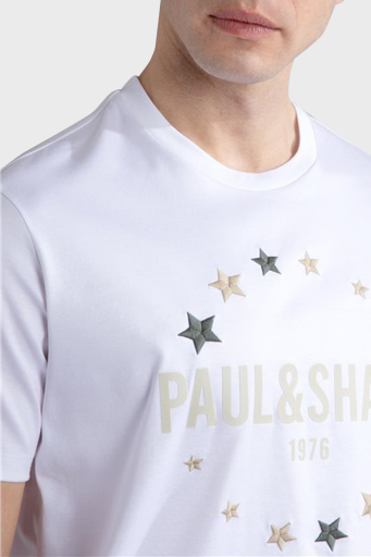 Paul & Shark % 100 Pamuk Regular Fit Bisiklet Yaka Erkek T Shirt 24411044 010 BEYAZ - 7