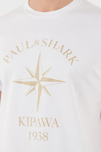 Paul & Shark % 100 Pamuk Regular Fit Bisiklet Yaka Logo Baskılı Erkek T Shirt 2441113 310 BEYAZ - 5