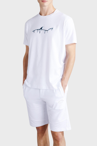 Paul & Shark % 100 Pamuk Regular Fit Bisiklet Yaka Logolu Erkek T Shirt 24411052 010 BEYAZ - 6