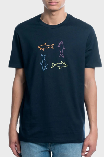 Paul & Shark % 100 Pamuk Regular Fit Bisiklet Yaka Logolu Erkek T Shirt 24411088 013 LACİVERT - 1