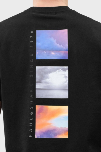 Paul & Shark % 100 Pamuk Regular Fit Sırt Baskılı Erkek T Shirt 24411077 011 SİYAH - 8