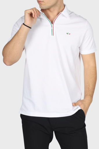 Paul & Shark % 100 Pamuk Regular Fit Yarım Fermuarlı Erkek Polo Yaka T Shirt 24411314 010 BEYAZ - 6