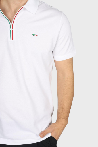 Paul & Shark % 100 Pamuk Regular Fit Yarım Fermuarlı Erkek Polo Yaka T Shirt 24411314 010 BEYAZ - 8