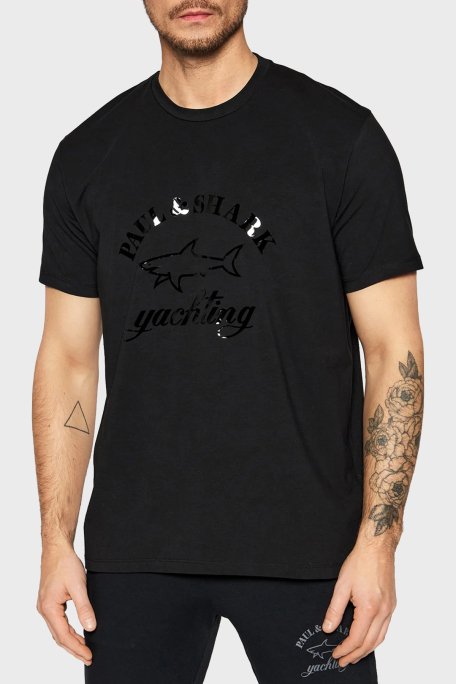Paul & Shark Baskılı Bisiklet Yaka Organik Pamuklu Relaxed Fit Erkek T Shirt 22411075 011 SİYAH - 6