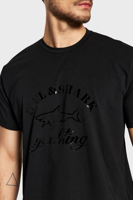 Paul & Shark Baskılı Bisiklet Yaka Organik Pamuklu Relaxed Fit Erkek T Shirt 22411075 011 SİYAH - 9