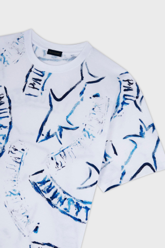 Paul & Shark Baskılı Pamuklu Regular Fit Bisiklet Yaka Erkek T Shirt 24411103 010 BEYAZ - 9