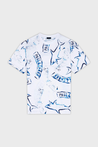 Paul & Shark Baskılı Pamuklu Regular Fit Bisiklet Yaka Erkek T Shirt 24411103 010 BEYAZ - 10