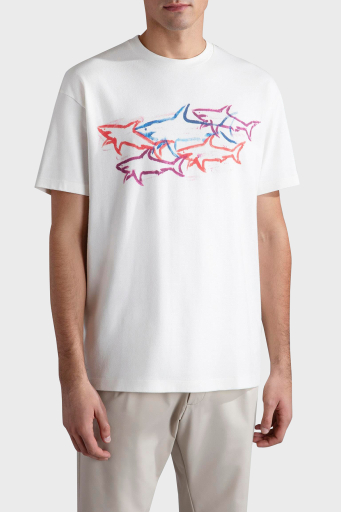 Paul & Shark Baskılı Pamuklu Regular Fit Bisiklet Yaka Erkek T Shirt 24411115 490 BEYAZ - 6