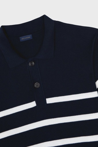 Paul & Shark Çizgili % 100 Pamuk Regular Fit Düğmeli Erkek Polo Yaka T Shirt 24411625 201 LACİVERT - 4