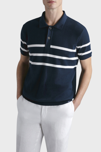 Paul & Shark Çizgili % 100 Pamuk Regular Fit Düğmeli Erkek Polo Yaka T Shirt 24411625 201 LACİVERT - 6