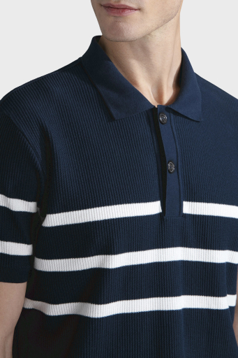 Paul & Shark Çizgili % 100 Pamuk Regular Fit Düğmeli Erkek Polo Yaka T Shirt 24411625 201 LACİVERT - 7