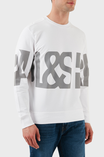 Paul & Shark Logo Baskılı Streç Pamuklu Regular Fit Bisiklet Yaka Erkek Sweat 24411862 010 BEYAZ - 7
