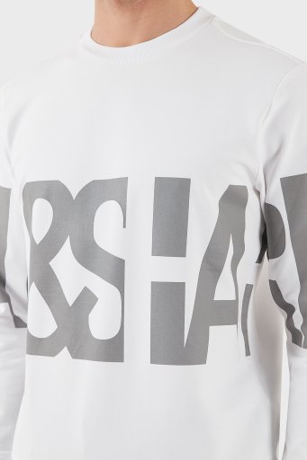 Paul & Shark Logo Baskılı Streç Pamuklu Regular Fit Bisiklet Yaka Erkek Sweat 24411862 010 BEYAZ - 10