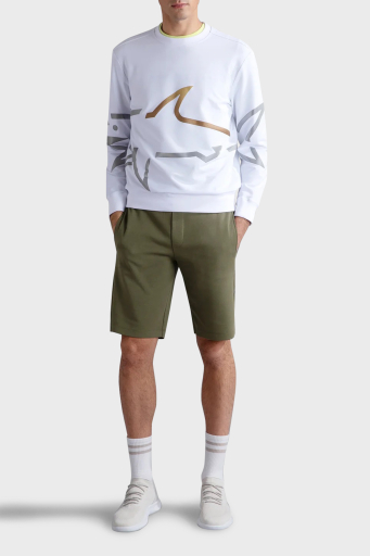 Paul & Shark Logo Baskılı Streç Pamuklu Regular Fit Bisiklet Yaka Erkek Sweat 24411881 010 BEYAZ - 2