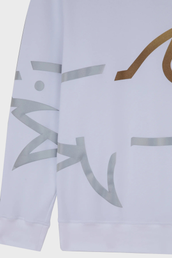 Paul & Shark Logo Baskılı Streç Pamuklu Regular Fit Bisiklet Yaka Erkek Sweat 24411881 010 BEYAZ - 5