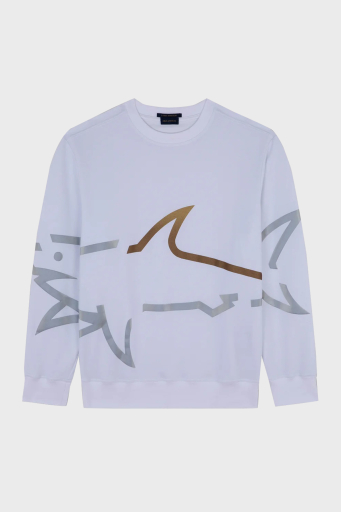 Paul & Shark Logo Baskılı Streç Pamuklu Regular Fit Bisiklet Yaka Erkek Sweat 24411881 010 BEYAZ - 6