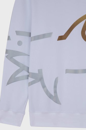 Paul & Shark Logo Baskılı Streç Pamuklu Regular Fit Bisiklet Yaka Erkek Sweat 24411881 010 BEYAZ - 5