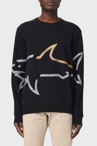 Paul & Shark Logo Baskılı Streç Pamuklu Regular Fit Bisiklet Yaka Erkek Sweat 24411881 011 SİYAH - 1