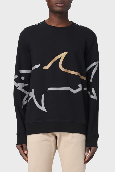 Paul & Shark Logo Baskılı Streç Pamuklu Regular Fit Bisiklet Yaka Erkek Sweat 24411881 011 SİYAH - 1