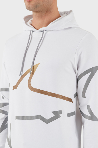 Paul & Shark Logo Baskılı Streç Pamuklu Regular Fit Kapüşonlu Erkek Sweat 24411882 010 BEYAZ - 10