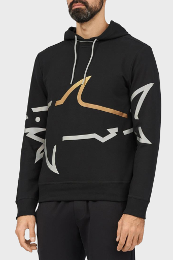 Paul & Shark Logo Baskılı Streç Pamuklu Regular Fit Kapüşonlu Erkek Sweat 24411882 011 SİYAH - 5