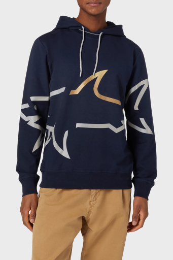 Paul & Shark Logo Baskılı Streç Pamuklu Regular Fit Kapüşonlu Erkek Sweat 24411882 013 LACİVERT - 1