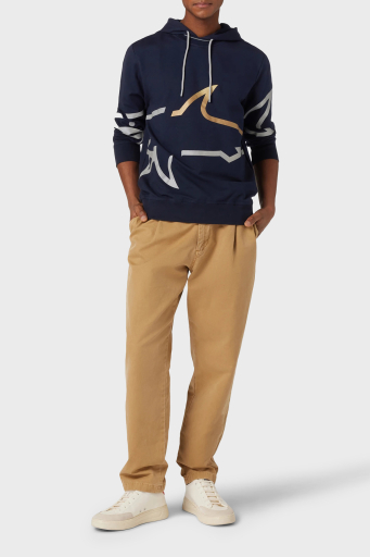 Paul & Shark Logo Baskılı Streç Pamuklu Regular Fit Kapüşonlu Erkek Sweat 24411882 013 LACİVERT - 7
