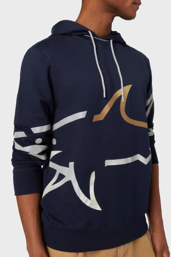 Paul & Shark Logo Baskılı Streç Pamuklu Regular Fit Kapüşonlu Erkek Sweat 24411882 013 LACİVERT - 9