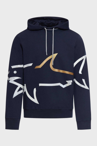 Paul & Shark Logo Baskılı Streç Pamuklu Regular Fit Kapüşonlu Erkek Sweat 24411882 013 LACİVERT - 10