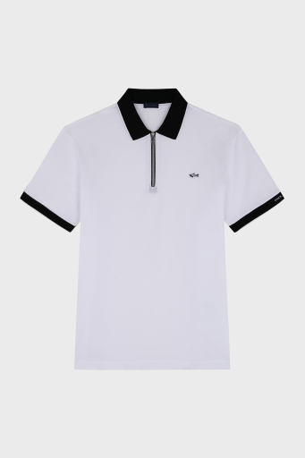 Paul & Shark Pamuklu Regular Fit Yarım Fermuarlı Erkek Polo Yaka T Shirt 24411319 010 BEYAZ - 5