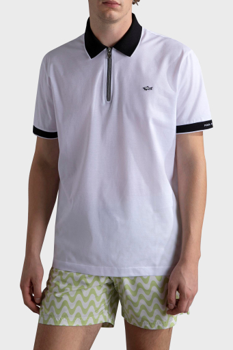 Paul & Shark Pamuklu Regular Fit Yarım Fermuarlı Erkek Polo Yaka T Shirt 24411319 010 BEYAZ - 6
