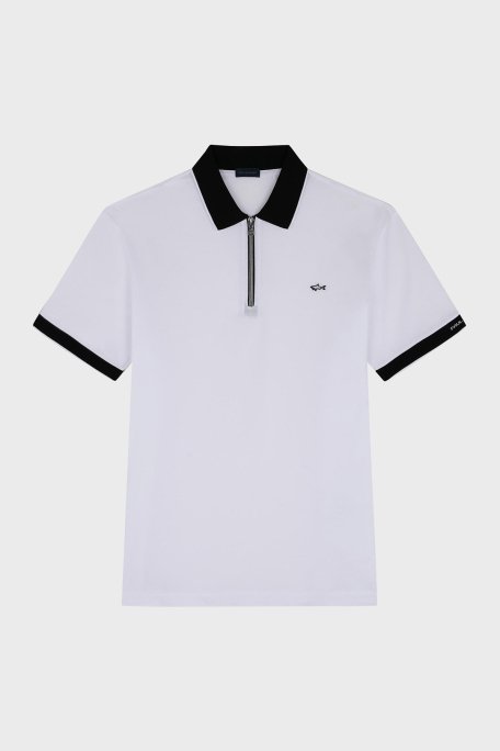 Paul & Shark Pamuklu Regular Fit Yarım Fermuarlı Erkek Polo Yaka T Shirt 24411319 010 BEYAZ - 5