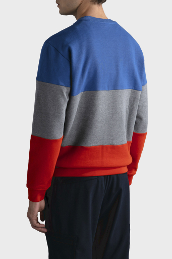 Paul & Shark Renk Bloklu % 100 Pamuk Bisiklet Yaka Oversize Erkek Sweat 13311954 410 MAVİ - 7