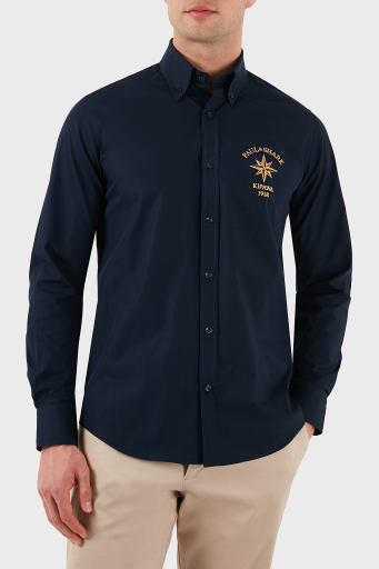 Paul & Shark Streç Pamuklu Regular Fit Düğmeli Yaka Erkek Gömlek 24413321 050 LACİVERT - 7