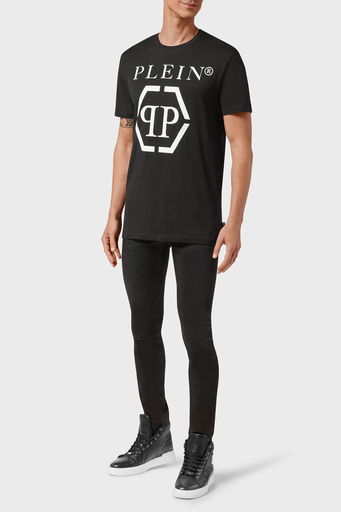 Philipp Plein % 100 Pamuk Regular Fit Logolu Erkek T Shirt MTK5124 PJY002N 02 SİYAH - 3