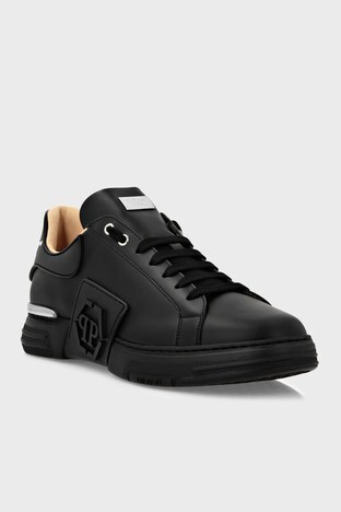 Philipp Plein - Philipp Plein Logolu Hakiki Deri Sneaker Erkek Ayakkabı FABS USC0263 PLE010N 02 SİYAH (1)