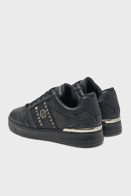 Philipp Plein Logolu Hakiki Deri Zımba Detaylı Kalın Taban Sneaker Erkek Ayakkabı USC0658 PLE010N 0202 SİYAH - 10