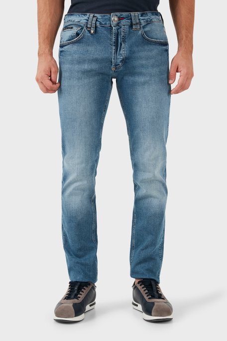 Philipp Plein Streç Pamuklu Slim Fit Normal Bel Dar Paça Jeans Erkek Kot Pantolon MDT2500 PDE004N 07BP MAVİ - 8