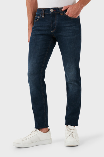 Philipp Plein Streç Pamuklu Slim Fit Normal Bel Dar Paça Jeans Erkek Kot Pantolon MDT2500 PDE004N 14BP LACİVERT - 1