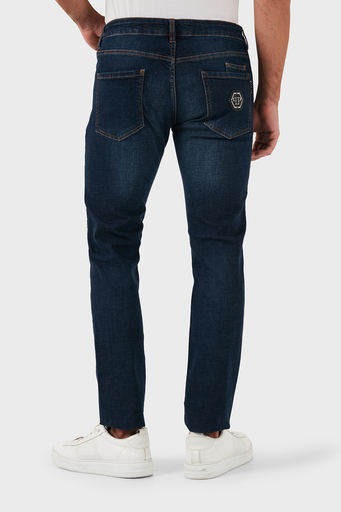 Philipp Plein Streç Pamuklu Slim Fit Normal Bel Dar Paça Jeans Erkek Kot Pantolon MDT2500 PDE004N 14BP LACİVERT - 3