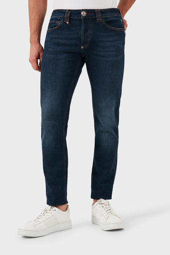 Philipp Plein Streç Pamuklu Slim Fit Normal Bel Dar Paça Jeans Erkek Kot Pantolon MDT2500 PDE004N 14BP LACİVERT - 4
