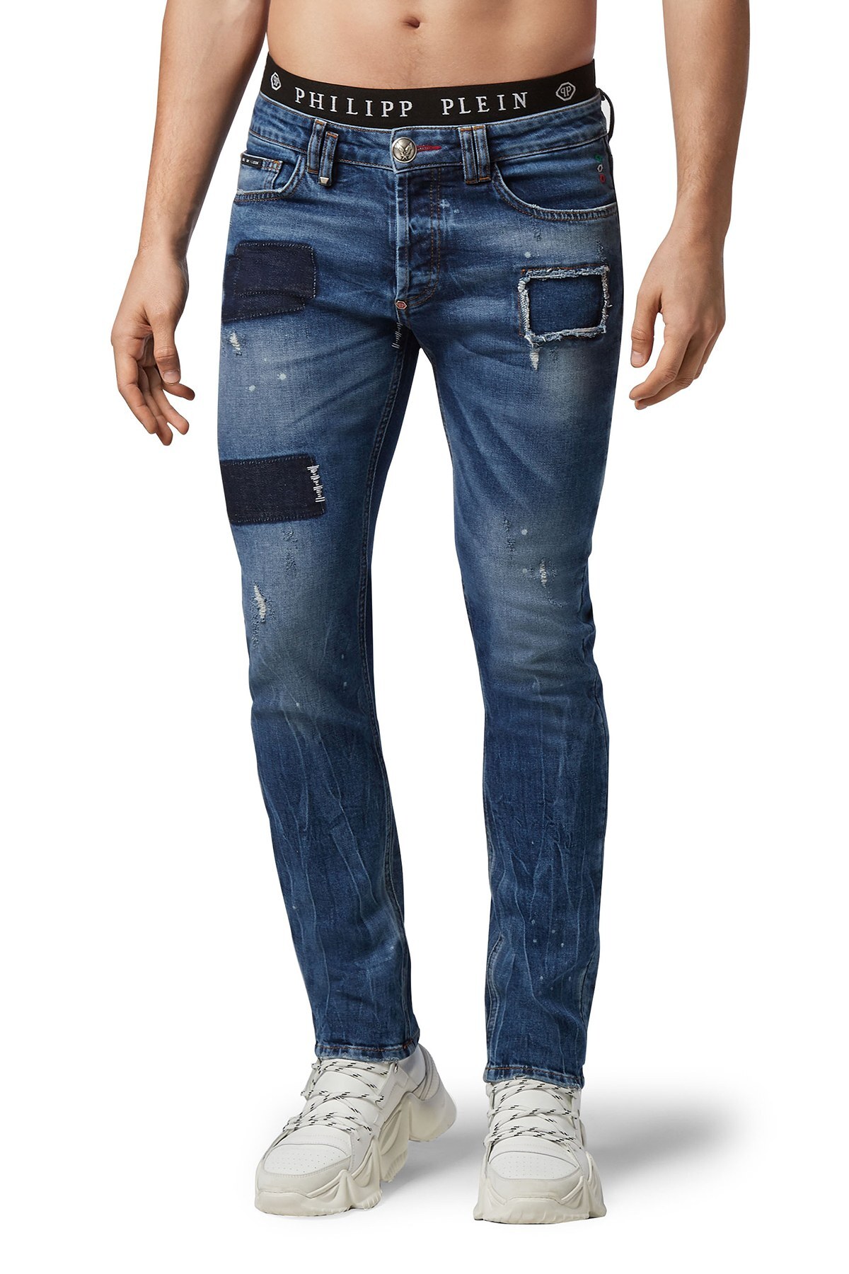 Philipp Plein Süper Düz Kesim Normal Bel Jeans Erkek Kot Pantolon F20C MDT2237 PDE004N 07JA MAVİ