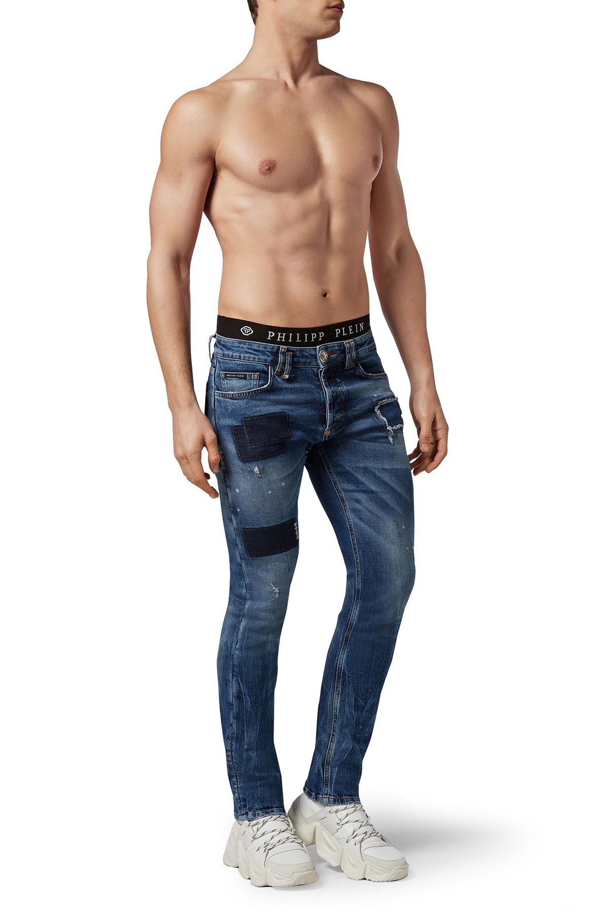 Philipp Plein Süper Düz Kesim Normal Bel Jeans Erkek Kot Pantolon F20C MDT2237 PDE004N 07JA MAVİ