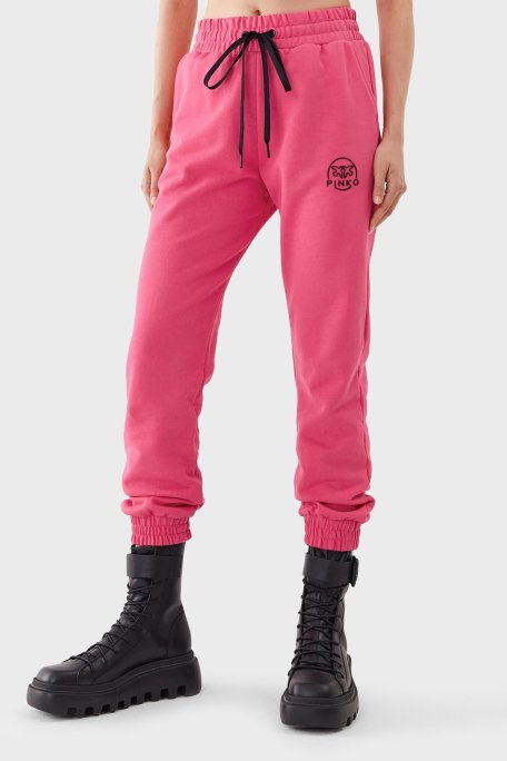 Pinko % 100 Pamuk Cepli Yüksek Belli Dar Paça Relaxed Fit Jogger Spor Bayan Pantolon 100371 A162 N17 PEMBE - 1