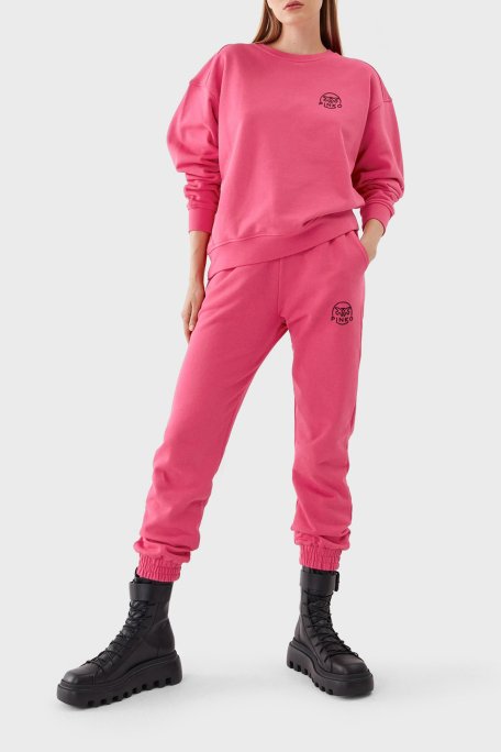Pinko % 100 Pamuk Cepli Yüksek Belli Dar Paça Relaxed Fit Jogger Spor Bayan Pantolon 100371 A162 N17 PEMBE - 2